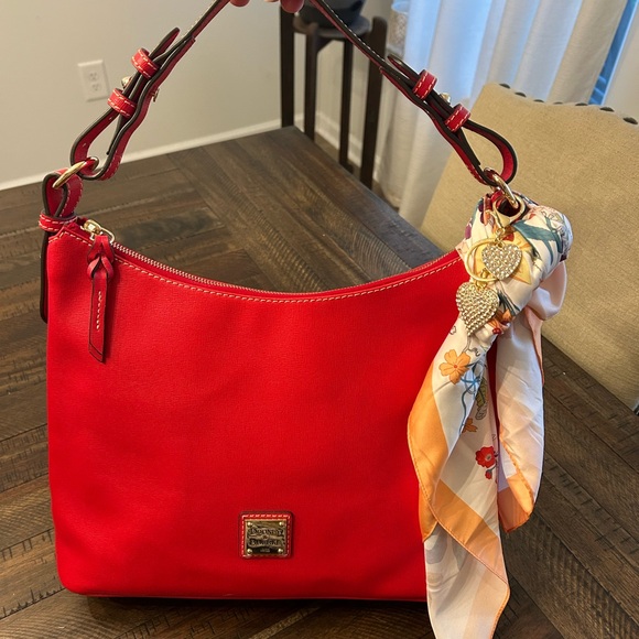 Dooney & Bourke Handbags - Dooney & Bourke Vibrant Red Saffiano Leather Hobo Bag